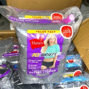 Hanes Women’s Cotton Stretch Briefs – LOT - 72 pcs – 18 packs (4 ea) – Sz 9-10